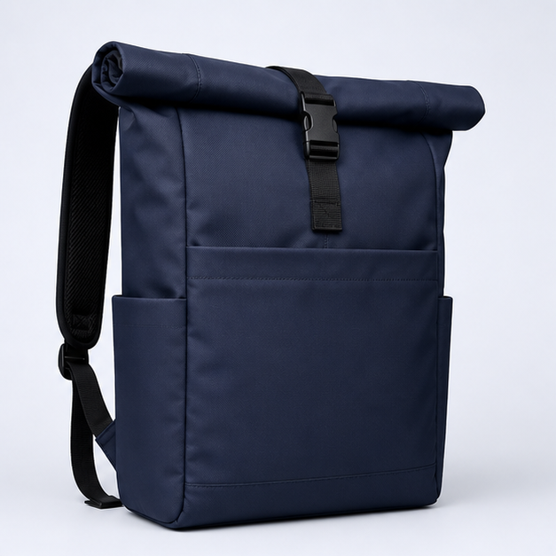 Roll-top backpack (Flex Roll-Top Backpack), front three-quarter design reference