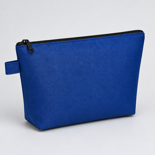 Canvas cosmetic pouch (Flat Zip Cosmetic Pouch), front three-quarter design reference