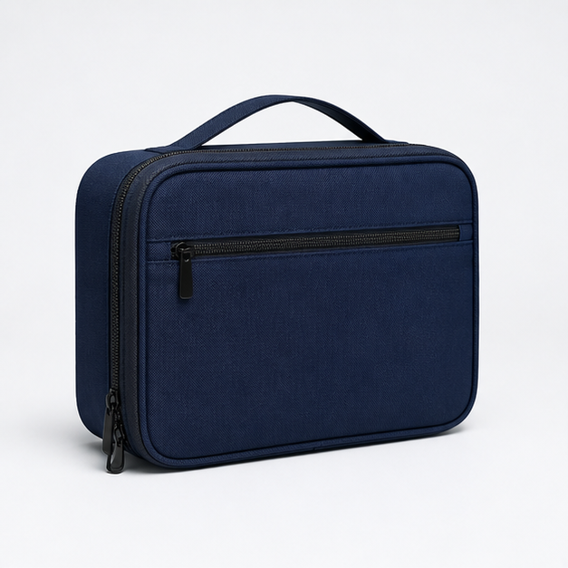 Makeup train case (Structured Makeup Train Case), front three-quarter design reference