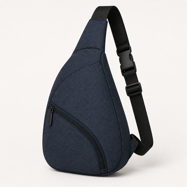 Arc Compact Crossbody Sling, front three-quarter editorial design reference
