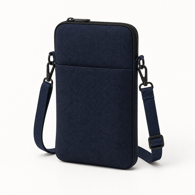 Metro Phone Crossbody Pouch, front three-quarter editorial design reference